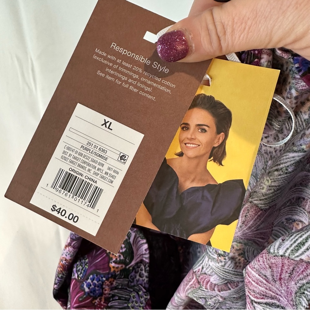 KIKA VARGAS Women’s Size XL Top Blouse Wrap Style Peplum Floral Purple NWT - Picture 11 of 16